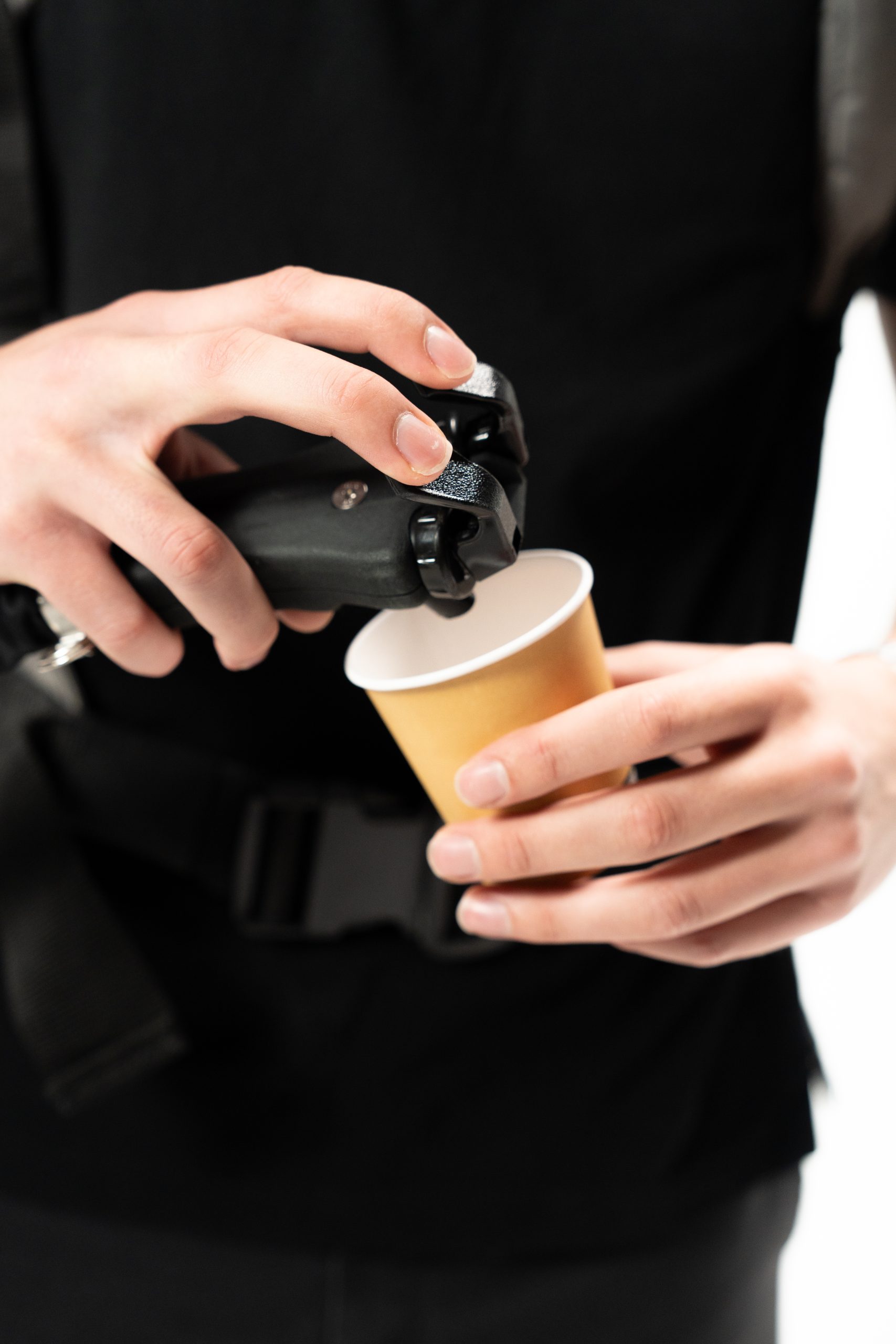 Close-up of the Mini Combo Bag dispensing taps for hot or cold still drinks.
