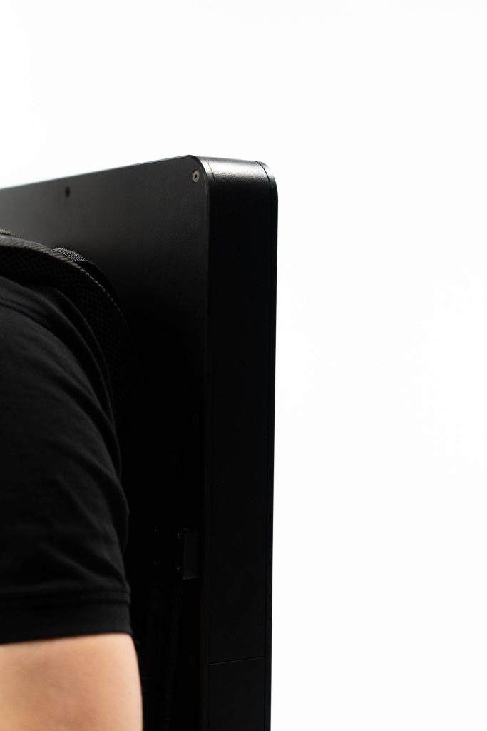 Close-up view of a backpack screen for mobile advertising, ergonomic design for street marketing and event promotions.